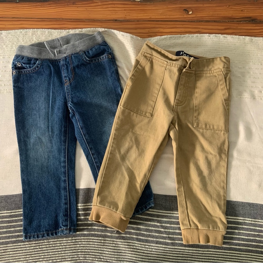Toddler Boys Khaki Joggers and Jeans Bundle